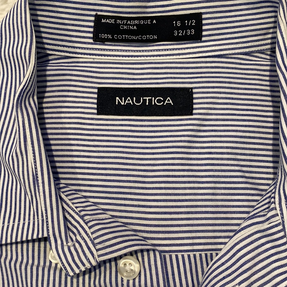 Nautica long sleeve men’s striped dress shirt - Picture 2 of 3
